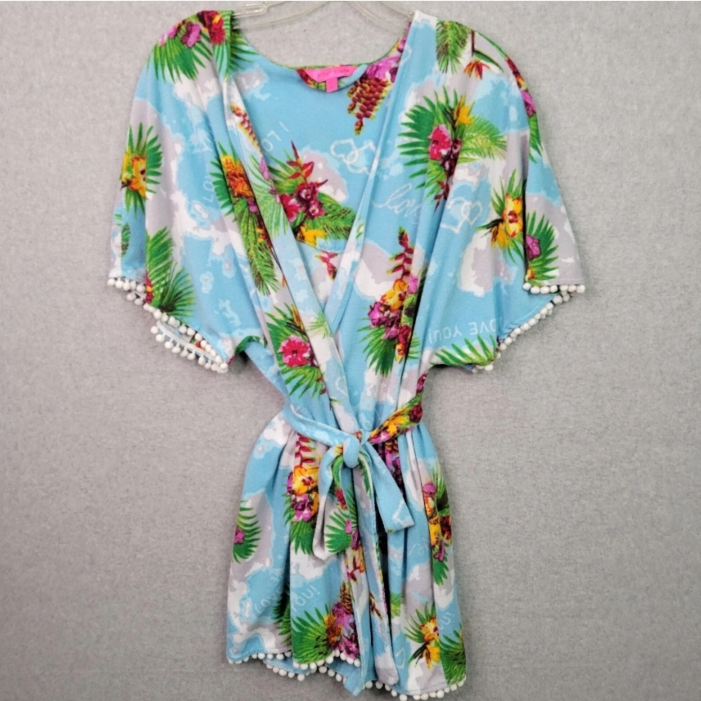 Betsey Johnson Blue and Green Tropical One Piece Swimsuit